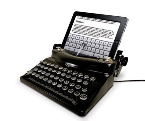 iPad typewriter dock - how cool!! Ipad Typewriter, Ipad Video, Gadget Tecnologici, Retro Typewriter, Ipad Accessories, Gadgets And Gizmos, Cool Tech, Cool Technology, Technology Gadgets