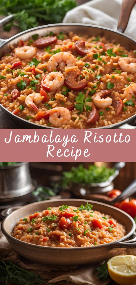 Jambalaya Risotto Recipe | Cheff Recipes Jambalaya Risotto, Cajun Risotto, Jambalaya Rice, Italian Rice, Jambalaya Recipe, Homemade Food Gifts, Risotto Recipe, Simple Green Salad, Classic Italian Dishes