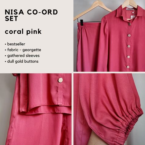 Experience elegance in every detail with our Nisa Co-Ord Set in stunning coral pink. 💖 this is the perfect fall outfit and color! Effortlessly chic, modest, and perfect for any occasion. Crafted for comfort and style, this set brings a fresh, modern twist to modest fashion. Shop now and elevate your wardrobe! 🌸 🛍️ shop online at www.shopnooreh.com 📦 delivery for Canada and USA 🇨🇦🇺🇸 📍 free local pickup from Newmarket, ON #modestfashion #coordset #chicmodesty #coralpink #modestwearcanada #f... Coral Pink Outfit, Perfect Fall Outfit, Coord Set, Modest Wear, Gathered Sleeves, Co Ord Set, Pink Outfit, Fashion Shop, Co Ord