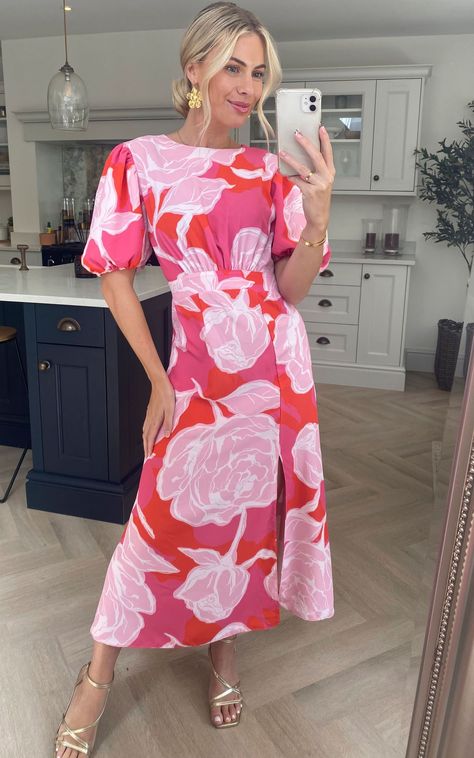 Wedding Guest Dress Pink, Midi Wedding Guest Dress, Tall Maxi Dress, Cocktail Dresses With Sleeves, Cosmetic Creative, Petite Maxi Dress, Pink Floral Dress, Gowns With Sleeves, Pink Midi Dress