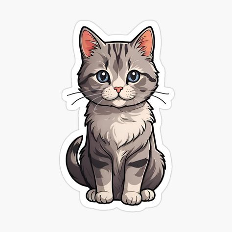 Get my art printed on awesome products. Support me at Redbubble #RBandME: https://www.redbubble.com/i/sticker/Gray-Cat-With-Blue-Eyes-by-EirinDesign/158435582.EJUG5?asc=u Cute Cat Stickers Printable, Gray Cat With Blue Eyes, Silver Tabby Cat, Eyes Sticker, Kitten Stickers, Disney Drawings Sketches, Cat With Blue Eyes, Dog Line, Cat Paw Print