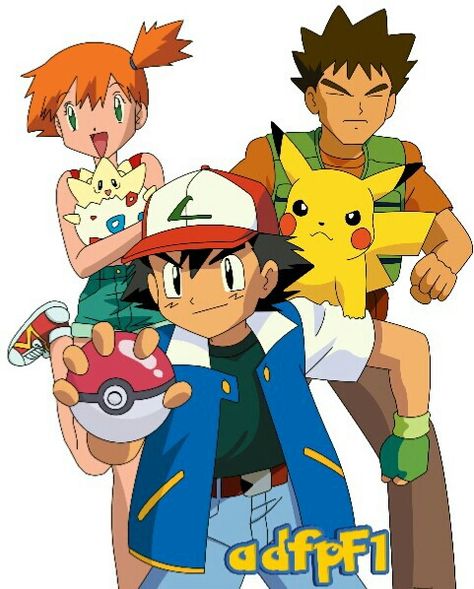 Ash, Misty and Brock Pokemon First Generation, Pokemon Indigo League, Ash Misty, Pokemon Ash And Misty, Pokemon Cartoon, Pokémon Heroes, Pikachu Pikachu, Ash And Misty, Pikachu Art