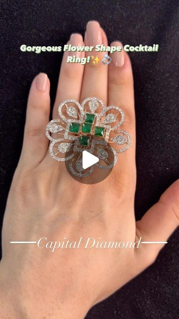 Trending Songs, Green Stone, Flower Shape, Cocktail Rings, Diamond Studs, Hallmark, Diamond Rings, Diamond Jewelry, Diamond Earrings