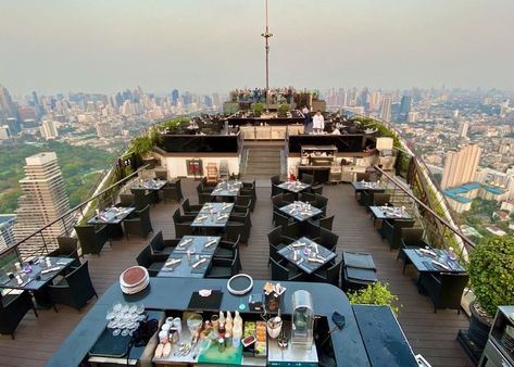 Restaurant Kitchen Design Ideas, Roof Top Restaurant Design Plan, Rooftop Glass Restaurant, Roof Top Lounge Rooftop Bar, Coffee Plan, Thailand Rooftop Bar, Cafe Bar Design, Hotel Rooftop Bar, Restaurant Kitchen Design