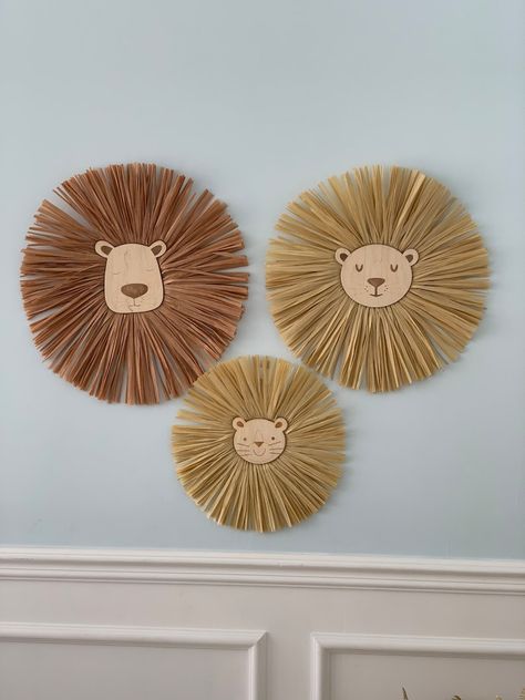 Lion Head Boho Nursery Decorlion Face Raffia Wall - Etsy Art Trophy, Safari Nursery Wall Decor, Raffia Wall Hanging, Nursery Safari, Jungle Nursery Decor, Baby Boy Nursery Decor, Nursery Room Design, Safari Nursery Decor, Jungle Nursery