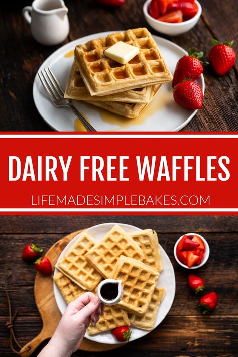 Dairy Free Waffles Recipe Dairy Free Waffle Recipe, Waffle Recipe Without Milk, Waffle Recipe No Milk, Recipes Without Milk, Overnight Breakfast Casseroles, Dairy Free Waffles, Best Waffle Recipe, Best Breakfast Foods, Life Made Simple