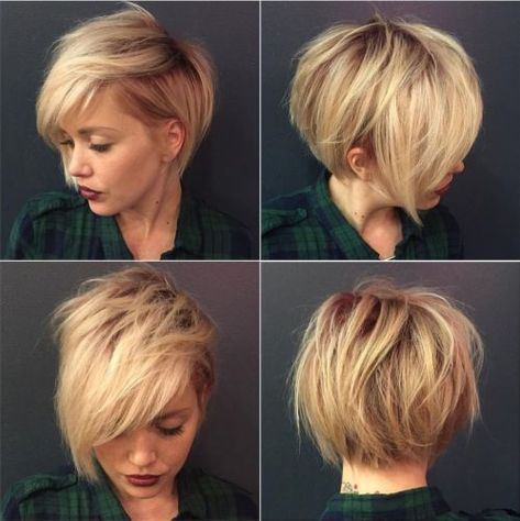 Blonde Pixie Bob, Bob Blonde, Chic Short Haircuts, Blonde Pixie Haircut, Bob Hairstyles For Fine Hair, Short Layered Haircuts, Long Pixie, Round Face Haircuts, Best Short Haircuts