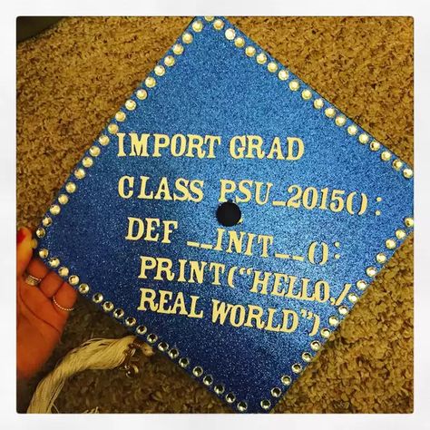 Computer Science Graduation Cap! - Imgur Computer Science Graduation Cap, Computer Science Graduation, Science Graduation Cap, Engineering Graduation, Next Computer, Education Graduation Cap, School Tricks, Graduation Cap Designs College, Education Graduation