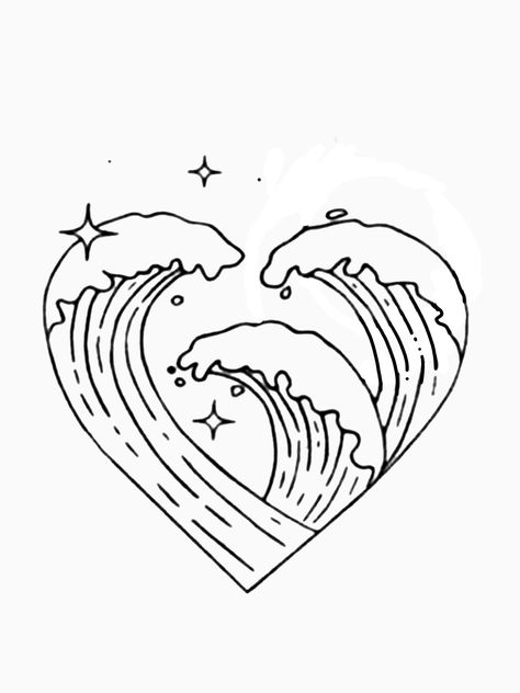 Ocean Heart Tattoo, Wave Heart Tattoo, Adventure Drawing, Mix Drawing, Unique Wrist Tattoos, Wrist Tattoo Designs, Optical Illusion Tattoo, Cycling Photography, Ocean Heart