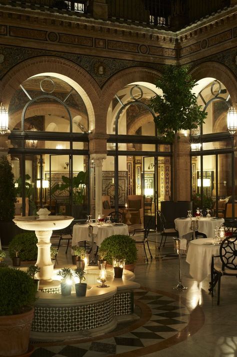 Seville Hotel, Luxury Collection Hotels, Casas Coloniales, Seville Spain, Hotel Project, Restaurant Interior Design, Spain And Portugal, Hotel Design, Spanish Style