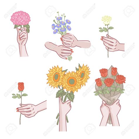 Hand Holding Flower Drawing Reference, Holding Flower Bouquet, Hand Holding Flower, Hand Holding Something, Hand Holding Rose, Rose In Hand, Flower Bouquet Drawing, Tattoos With Deep Meaning, Hands Holding Flowers