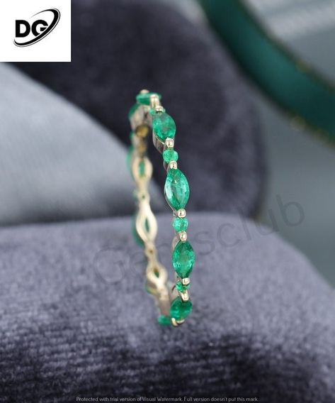 Green Wedding Band, Emerald Band Ring, Emerald Eternity Band, Marquise Cut Rings, Emerald Wedding Band, Emerald Band, Green Gemstone Ring, Natural Emerald Rings, Ring Marquise