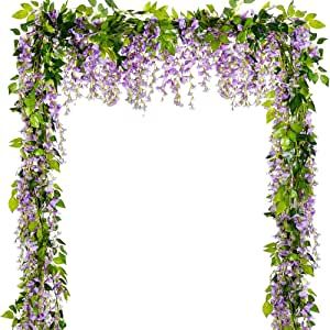 Wisteria Garland, Hanging Flowers Wedding, Wisteria Vine, Purple Wisteria, Arch Decoration Wedding, Floral Wall Art Canvases, Garden Wedding Decorations, Hanging Flower, Greenery Garland