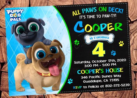 Puppy Dog Pals Invitation Puppy Dog Pals Birthday Invitation | Etsy Puppy Dog Party, Birthday Puppy, Minnie Mouse Birthday Invitations, Puppy Dog Pals, Halloween Birthday Invitations, Minnie Mouse Halloween, Mickey Mouse Halloween, Dog Party, My Son Birthday