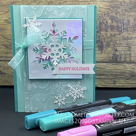 Blue Christmas Cards, Pink Christmas Cards, Vellum Cards, Stamped Christmas Cards, Simple Christmas Cards, Snowflake Cards, Homemade Christmas Cards, Stampin Up Christmas Cards, Christmas Card Crafts