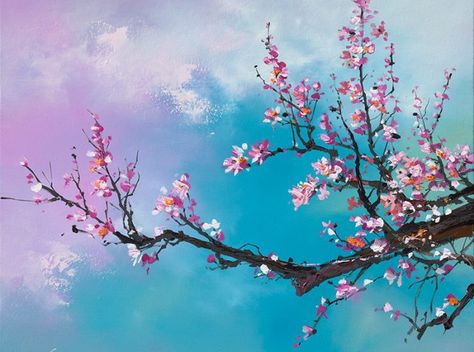 Open Editions | Spring Blossom, Blossom, Flowers, Pink, Blue