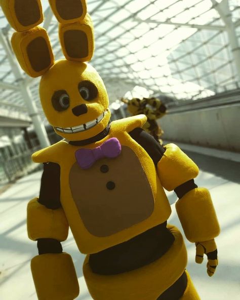 Spring Bonnie Costume Diy, Spring Bonnie Costume, Spring Bonnie Cosplay, Golden Freddy Cosplay, Springtrap Costume, Bonnie Costume, Fnaf Cosplays, Fnaf Golden Freddy, Bag Of Candy