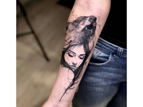 Wolf Girl Tattoos, Wolf Tattoos For Women, Ring Finger Tattoos, Inspiration Tattoos, Top Tattoos, Tattoo Feminina, Wolf Tattoos, Wolf Tattoo, Popular Tattoos