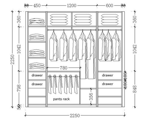 Closet layout dimensions