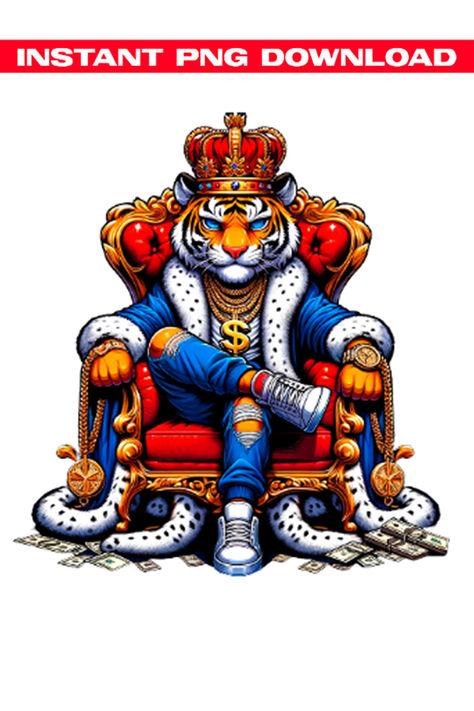 King With Crown, King Png, Royal Attire, Crown Illustration, King Tiger, Png Art, Fashion Clipart, Tiger King, King Art