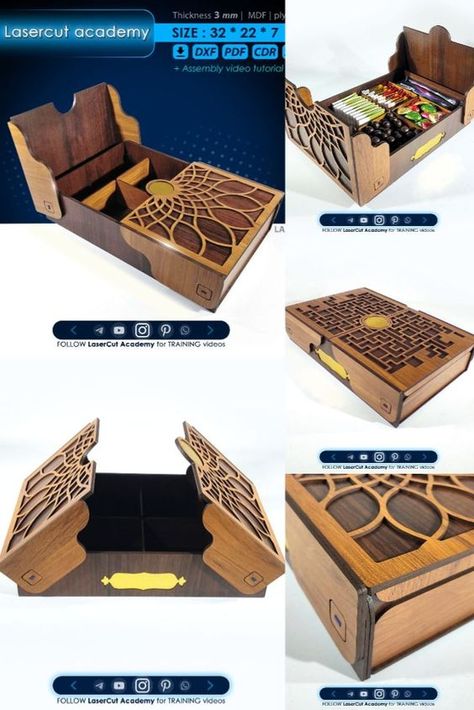 Laser cut files templates Mdf Boxes Design, Mdf Lasercut Design, Laser Cut Box Design, Lazer Cut Designs, Wood Laser Cut Ideas, Laser Cut Ideas, Box Cnc, Laser Cut Wood Jewelry, Laser Cut Coaster