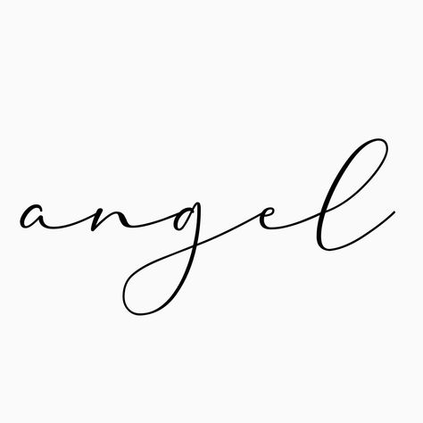 Angel Calligraphy, 777 Tattoo Design, Angel Back Tattoo, Minimalistic Tattoo Ideas, 777 Tattoo, Tattoo Script Fonts, Minimalistic Tattoo, Cursive Tattoos, Gorgeous Tattoos