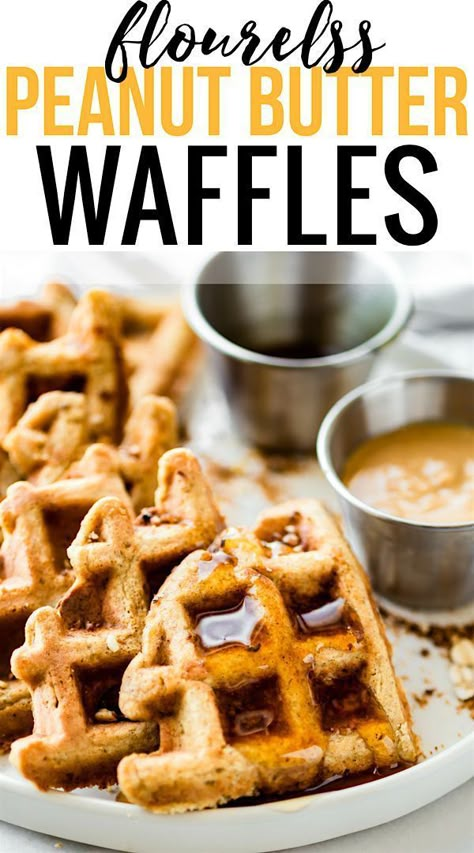 These FLOURLESS PEANUT BUTTER WAFFLES are not only easy to make, but also rich in protein! All you need are a few healthy ingredients and they turn out light, fluffy, dairy free, and delicious! Freezable for breakfast meal prep or on simple grab and go! T Peanut Butter Protein Waffles, Peanut Butter Waffles Easy, Flourless Waffles Recipes, Kale Waffles, Flourless Waffles, Dairy Free Breakfast, Peanut Butter Waffles, Waffle Iron Recipes, Waffle Maker Recipes