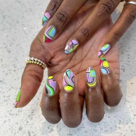 Abstract details on everything 🤭✨💓 • • #nails #nailsnailsnails #nailsofinstagram #nailsoftheday #nailsofig #memphis #oxford #ilovememphis #saddlecreekstyle #tsgmemphis #nailart #naildesign Memphis Design Nails, Nail Bar, Nail Shop, Nail Designs, Nail Art, Nails, Instagram