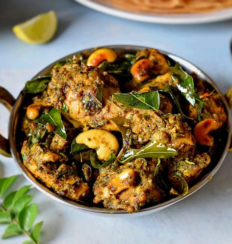 Pepper Chicken with Curry Leaves Recipes With Curry Leaves, Curry Leaves Recipes, Fresh Curry Leaves Recipes, Curry Leaves Chicken Recipe, Malvani Chicken Curry, Sri Lankan Chicken Curry, Recipes With Chicken And Peppers, Indian Chicken Recipes, Mutton Recipes