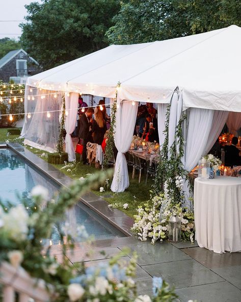 Despite the rain, A+A’s poolside celebration was pure perfection 🌧💫 Planning and Design: @revelandjoyevents Photography: K @kengelphotography Catering: @chefchriscoombs @chefadriennewright Floral Design: @jngeventconsulting Cinematography: @oliveeweproductions Tenting: @newporttent Draping, Lighting, Custom Bar: @drapeartdesigns Rentals: @peakeventservices @truenortheventrentals @partyrentalltd @tommywholesale Band: @stevememmolo Hair: @weddingsbykashmir Makeup: @lyndsaysimonbeauty Gl Wedding, Party Tent Lighting, Drapery Ceiling, Ceiling Drapery, Germany Wedding, Backyard Wedding Reception, Reception Tent, Draping Wedding, Wedding Backyard Reception