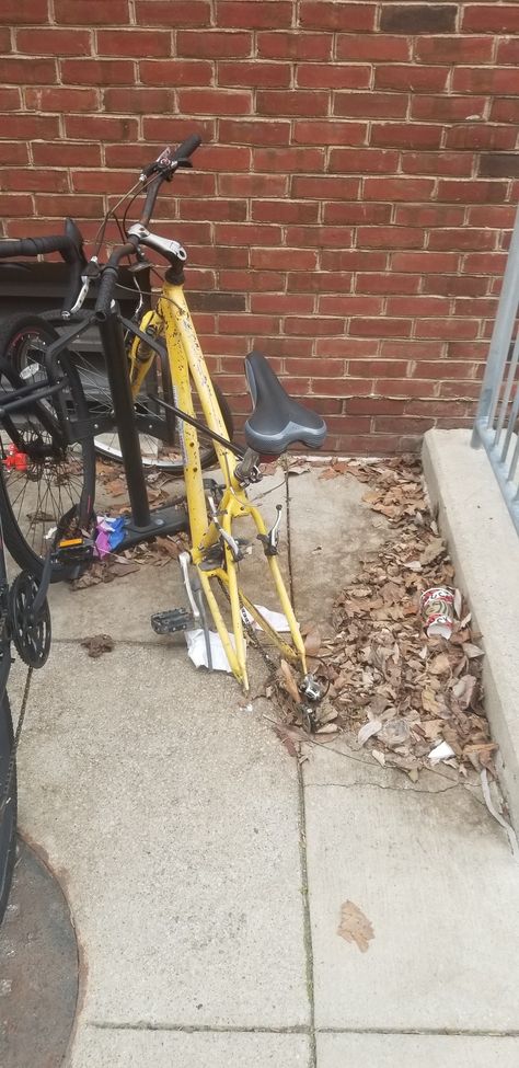 1. What kind of people do this? 2. Who should be responsible for this happening on campus? 3. Will the students do it? 4. Why did they take only one car? 5 To whom do they sell the cart? This is a phenomenon discovered by accident in school, a bicycle with the rear wheel stolen. First Car, Kinds Of People, Bicycle