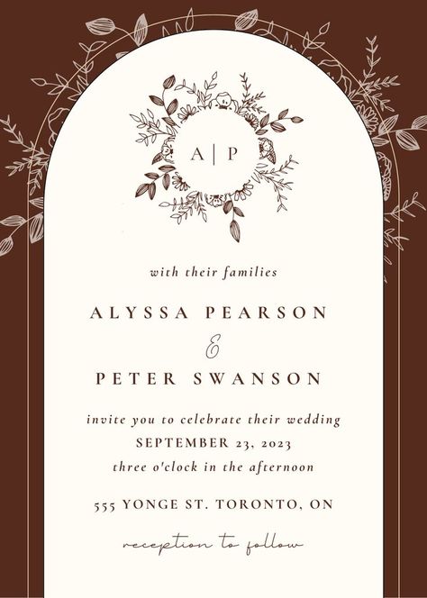 5x7 Wedding Invitation, Click the link to purchase the editable template Digital Wedding Invitations Templates, Floral Arch Wedding, Digital Wedding Invitations, Etsy Wedding Invitations, Floral Arch, Digital Weddings, Save The Date Invitations, E Card, Wedding Invitation Paper