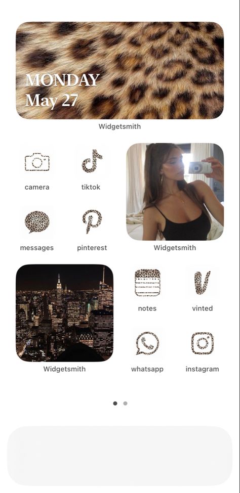 home screen ios 14 leopard print aesthetic madison beer Idea For Lockscreen, Iphone App Covers Aesthetic, Classy Homescreen Layout, Leopard Print Homescreen, Inspo Background Iphone, Ios Phone Ideas, Leopard Home Screen, Leopard Print Wallpaper Aesthetic, Fall Home Screen Wallpaper Aesthetic