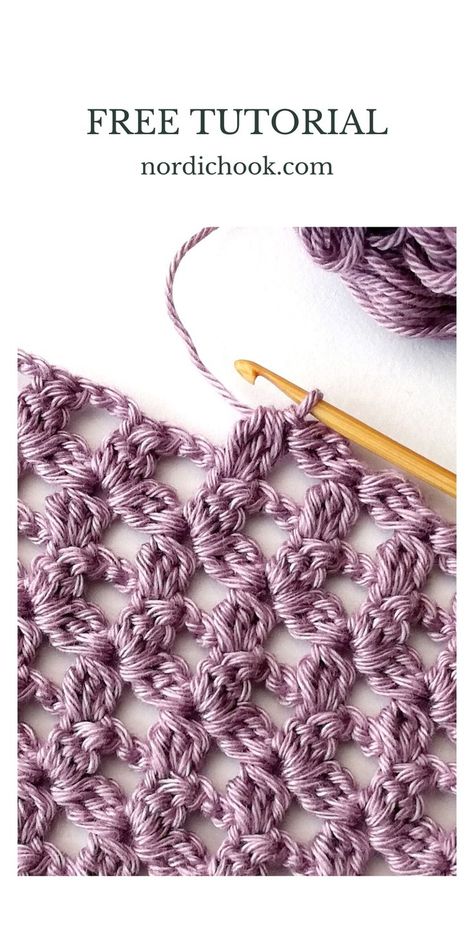 This free crochet tutorial shows how to make the blossom grid stitch step-by-step. It includes detailed photo instructions. This crochet stitch is a repeat of two rows. The fabric turns out quite light and lacy. Crochet Stitch Tutorial, Crochet Stitches Guide, Crochet Stitches Free, Crochet Knit Stitches, Stitch Tutorial, Crochet Lace Pattern, Kawaii Crochet, Crochet Goodies, Crochet Lessons