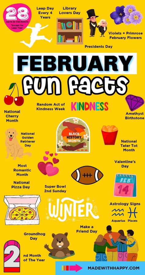 Fun Facts About Fall, Important People In History, National Holiday Calendar, Kids Facts, February Themes, Holiday Trivia, Random Holidays, 29 February, Holiday Facts