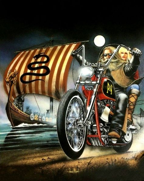 Motorcycle Art Painting, David Mann Art, Harley Davidson Images, Harley Davidson Artwork, Custom Motorcycles Harley, Motorcycle Artwork, Harley Davidson Art, Motorcycle Posters, Motorcycle Painting