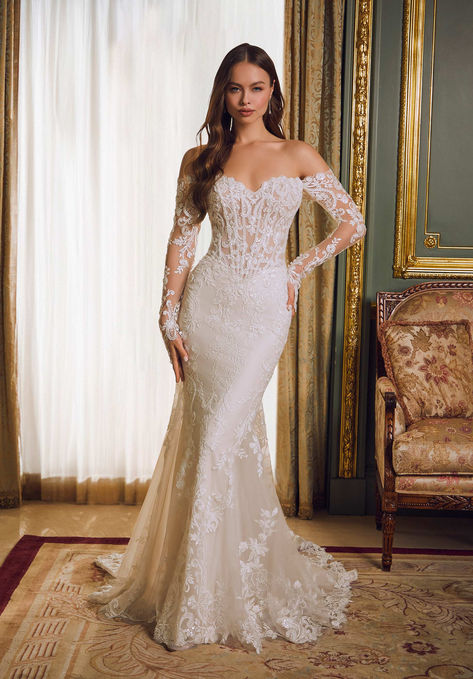 Morilee fit and flare medallion embroidered lace Illusion Sleeves Wedding Dress, Wedding Dress With Sleeves Mermaid, Lace Wedding Dress Long Sleeve, Morilee Sofia Wedding Dress, Mori Lee Wedding Dress With Sleeves, Wedding Dress Big Bust, Morilee Wedding Dresses Long Sleeve, Morilee Erin Dress, Mori Lee Wedding Dress 2022