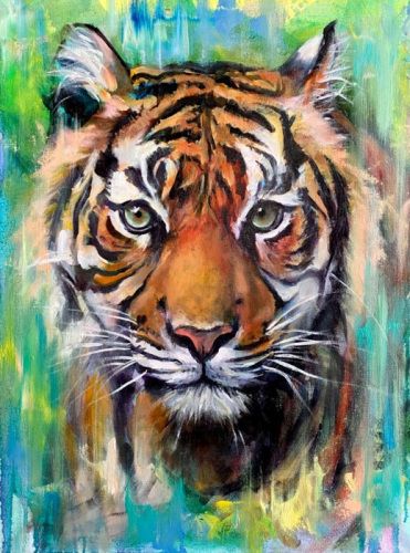 Tiger Painting Acrylic Easy, Tiger Painting Abstract, Acrylic Painting Animals, Tiger Drawing Easy, Tigers Painting, Tiger Painting Acrylic, Tiger Acrylic Painting, Sketch Tiger, Lsu Tigers Art