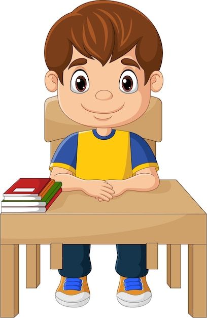 Vector cartoon little boy studying on th... | Premium Vector #Freepik #vector #boy-reading #boy-studying #child-sitting #boy-sitting Boy Studying, Free Cartoon Characters, Character Outline, Premium Vector Cartoon, Classroom Helpers, Classroom Desk, Student Cartoon, English Learning Books, Esl Vocabulary