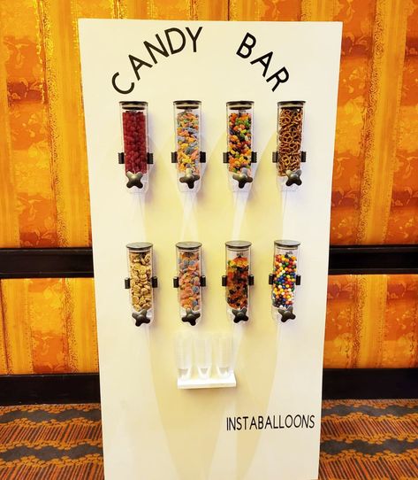 Candy bar ready for A&R wedding!😍 . . . #candy #candies #candybar #candywall #wedding #weddinggoals #candylovers #surrey #vancouver… | Instagram Mobile Candy Bar, Candy Wall Display, Bachelorette Candy Bar, Candy Wall, Name The Candy Bar Game, Candy Dispenser Wall Party, Candy Wall Dispenser, Candy Station Wedding, Snack Station