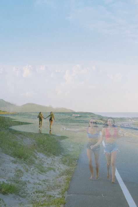 Double Exposed Film, Beach Film Photos, Beach Cinematic Photography, Double Exposure Photography Film, Multiple Exposure Film Photography, Polaroid Double Exposure, Beach Double Exposure, Long Exposure Beach Photography, Film Photography Double Exposure