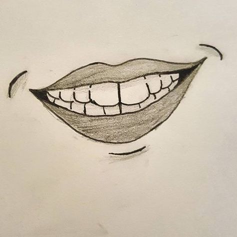 cool drawing idea - lips and teeth drawing How To Draw Smiling Mouth, How To Draw A Smile With Teeth Sketch, Smile Sketch Reference, Smile Teeth Drawing, How To Draw A Smiling Mouth, Crooked Smile Drawing, How To Draw Teeth Smile, Drawing Smiles Mouth, Smile Mouth Drawing