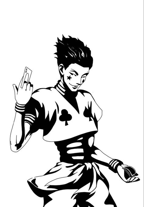 Black And White Hunter X Hunter, Hisoka Lineart, Hunter X Hunter Black And White, Hisoka Black And White, Hisoka Tattoo, Hisoka Manga, Same Wallpaper, Hisoka Wallpapers, Anime Black And White