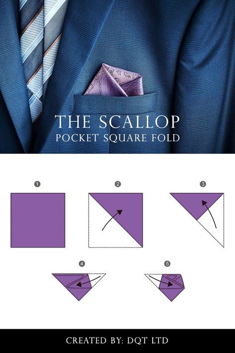 How To Fold a Scallop Pocket Square Suit Handkerchief, Simpul Dasi, Pocket Square Folds, Tie A Necktie, Pocket Square Styles, Stylish Men Wear, Dapper Outfit, Neck Tie Knots, Make A Tie