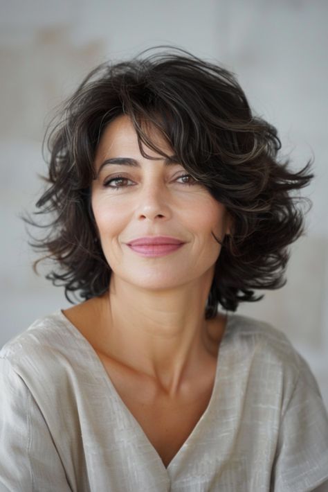 Women Over 40 Are Choosing These Short Hairstyles to Look Younger Wavy Haircut Ideas Short, Short Curly Hair Cuts For Women, Curly Bobs For Older Women, Short Wavy Haircuts, Shaggy Short Hair, Crop Hair, Chin Length Hair, Short Curly Haircuts, Haircuts For Wavy Hair