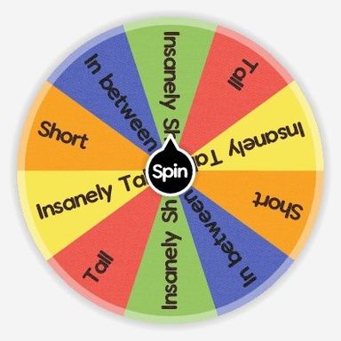 Spin the wheel to randomly choose from these options: Short, In between, Insanely Short, Tall, Insanely Tall! Gacha Spin The Wheel, Spin The Wheel Gacha Oc, Spin The Wheel Oc Challenge, Oc Spin The Wheel, Spin The Wheel Design, Oc Wheel, Aesthetic Wheel, Character Wheel, Wheels Drawing