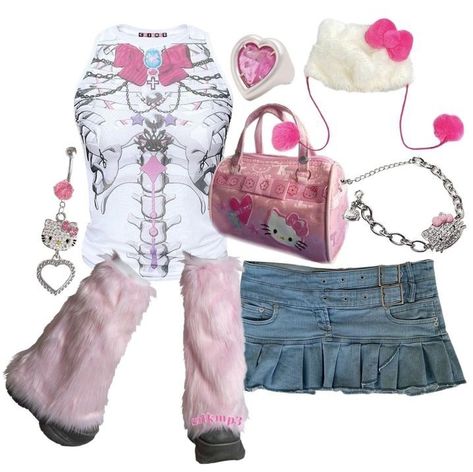 Pink Futuristic Aesthetic, Futuristic Aesthetic Outfit, Pink Futuristic, Gyaru Outfit, Creepy Cute Fashion, Futuristic Aesthetic, Outfit Layout, Kawaii Fashion Outfits, 2000s Fashion Outfits