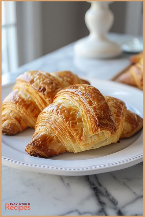 Authentic French Croissants are flaky, buttery pastries perfect for breakfast or a special treat. This croissant recipe is the essence of French baking. Butter Croissant Recipe, Traditional Croissant Recipe, French Croissant Recipe, Cafe Rio Sweet Pork Recipe, French Breakfast Recipes, French Bread Recipes, Sweet Pork Recipe, French Meat Pie, French Snacks