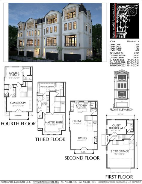 Town House Plans, Brownstone Homes, Modern Townhouse, Two Story House Plans, Two Story House, Townhouse Designs, Narrow House, Apartment Plans, Town House