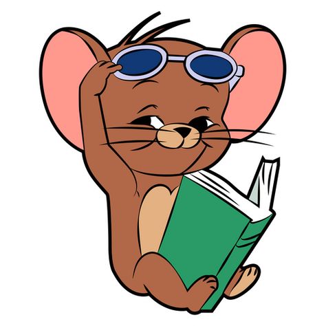 Little brown Jerry the mouse decided to sit in the sun and read an interesting book. He is happy and smiles because the cat Tom doesn't bother him. The cartoon sticker with Smiling Jerry and Book!. Tom And Jerry Baby, Cartoons Jerry, Jerry Drawing, Tom And Jerry Drawing, Tom A Jerry, Jerry Images, Hug Stickers, Jerry Wallpapers, Tom And Jerry Pictures